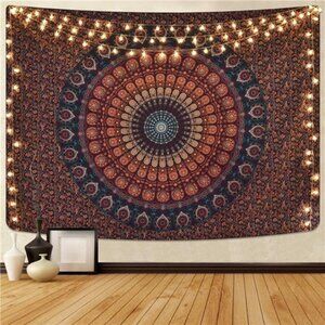 Bohemian Mandala Tapestry Hippie Tapestries Psychedelic Peacock Boho51.2ʺ × 59.1